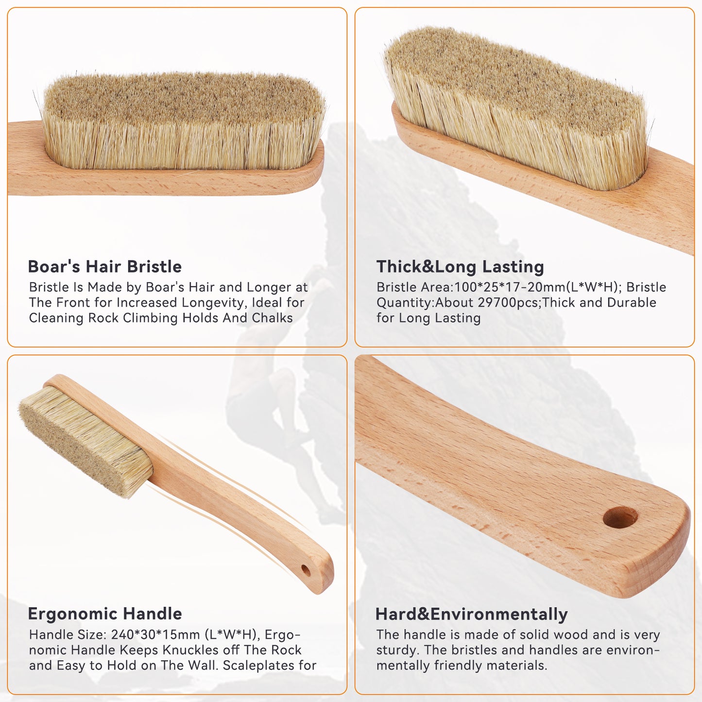 Wood Boars Hair Climbing Brush